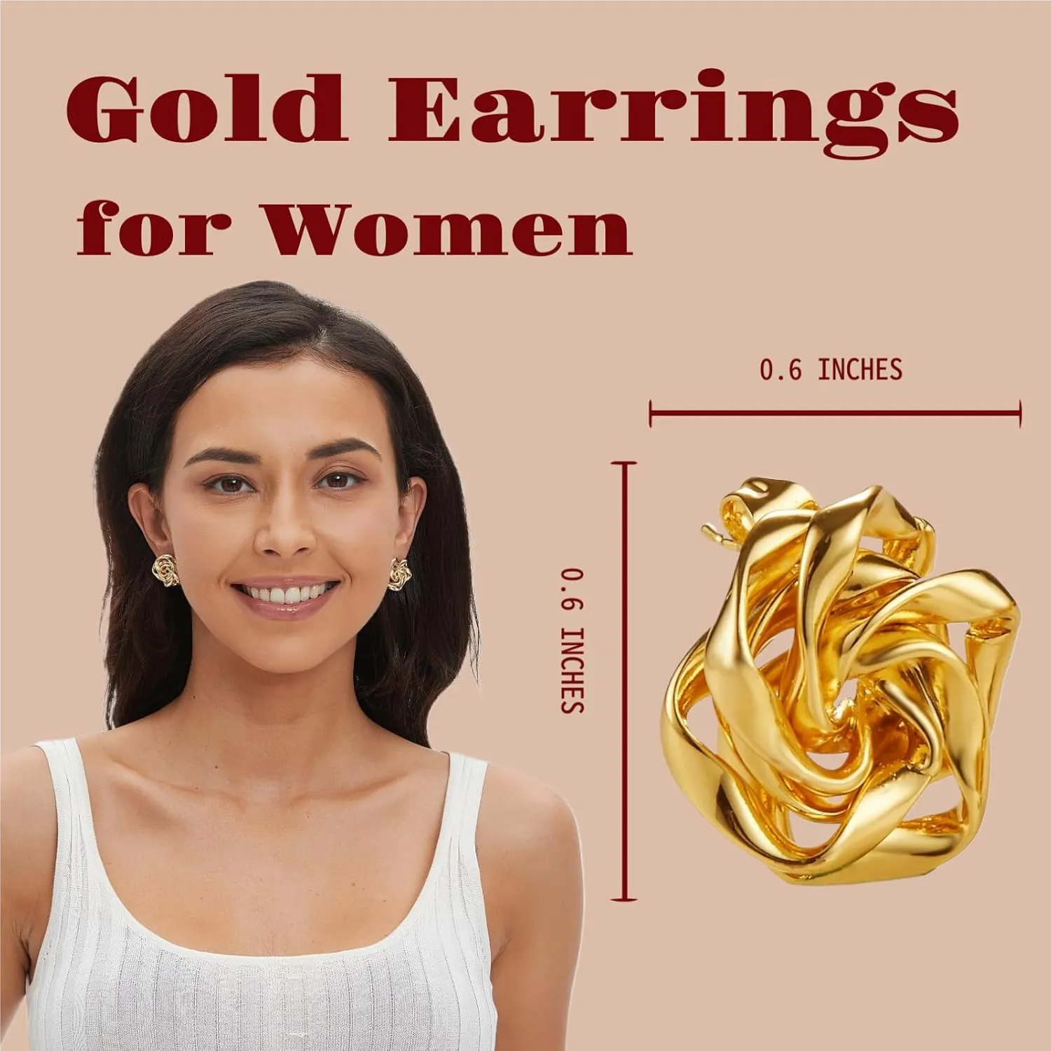 Gold Earrings for Women Trendy, 14K Gold Plated Stud Earrings Earrings Jewelry Gift