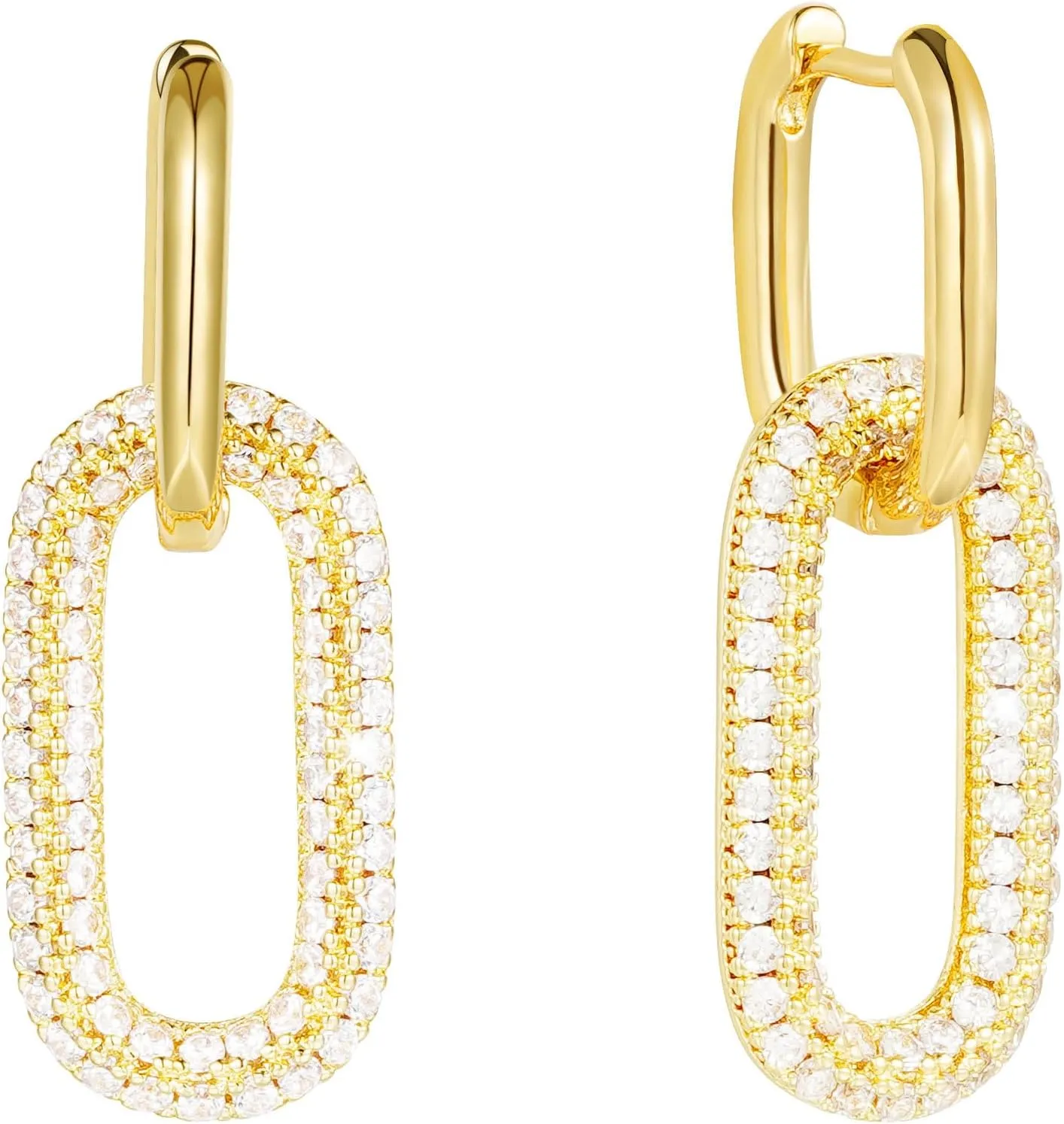 Gold Earrings for Women Trendy, Simple Dainty 14K Gold Plated Paperclip Square Chain Link Dangle Hoops Earrings Gold Jewelry for Christmas Gifts