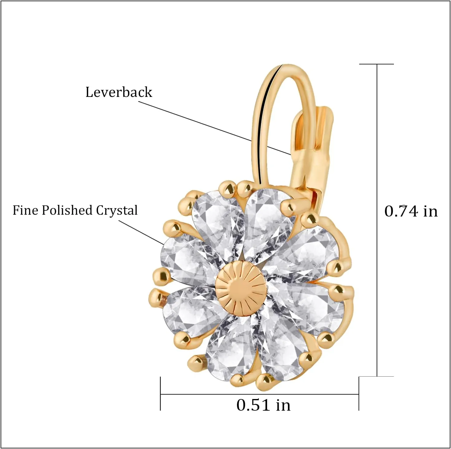 Gold Flower Earrings Birthstone Leverback Earrings Hypoallergenic Vintage Floral Earrings for Women Trendy