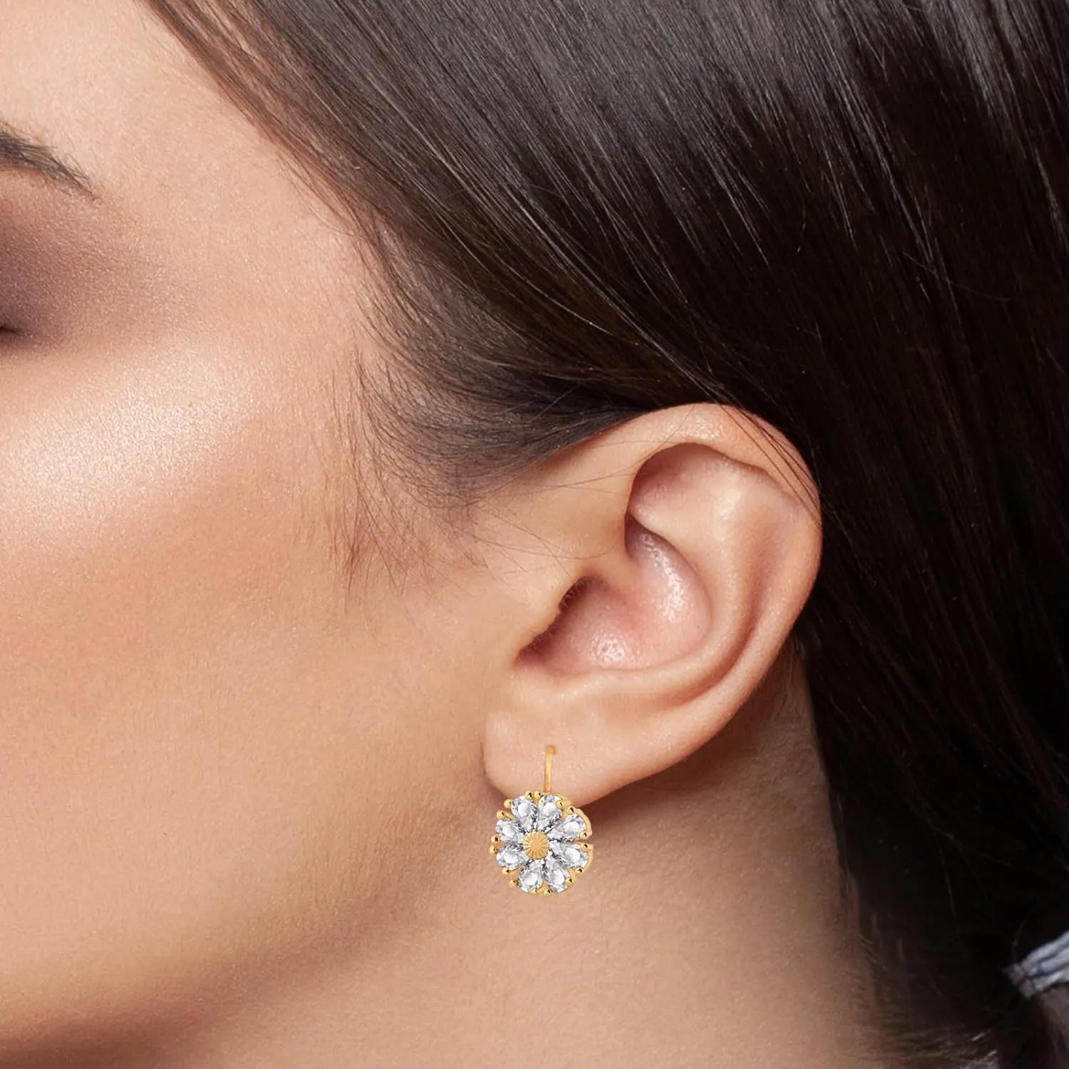 Gold Flower Earrings Birthstone Leverback Earrings Hypoallergenic Vintage Floral Earrings for Women Trendy
