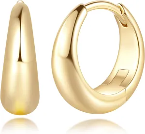 Gold Hoop Earrings for Women 14K Gold Earrings for Women Design Hypoallergenic Lightweight Gold Hoop Earrings Hoops 13 MM/18 MM/22 MM