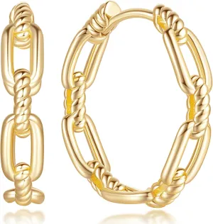 Gold Hoop Earrings for Women 14K Gold Earrings for Women Design Hypoallergenic Lightweight Gold Hoop Earrings Women Earrings Hoops 25 MM/ 30 MM