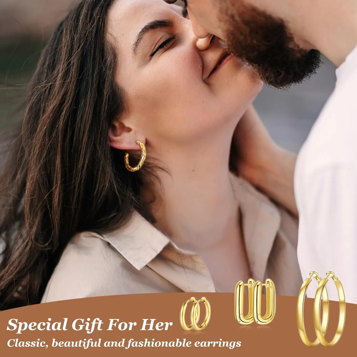 Gold Hoop Earrings Set for Women, 14K Golden Plated Hypoallergenic Thin Small Gold Earrings Set Cartilage Helix Huggie Hoop Pack for Women Men Different Size
