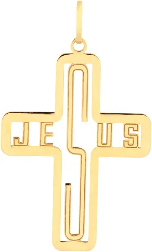 Gold Jesus Pendant 18k Cross Necklace