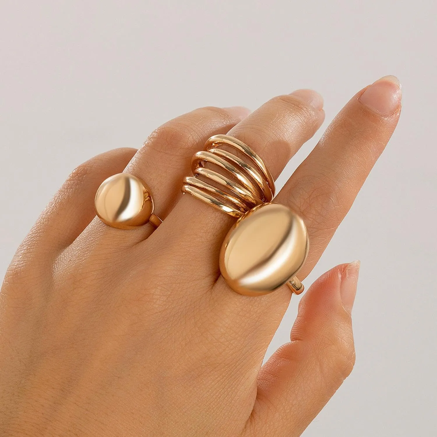 Gold Knuckle Rings Set for Women Chunky Rings for Women Adjustable Stackable Open Rings Vintage Non Tarnish Gold Rings Simple Twist Hollow Cute Rings Pack Jewelry Gift
