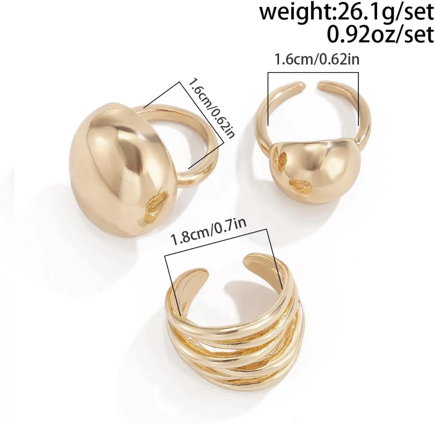 Gold Knuckle Rings Set for Women Chunky Rings for Women Adjustable Stackable Open Rings Vintage Non Tarnish Gold Rings Simple Twist Hollow Cute Rings Pack Jewelry Gift