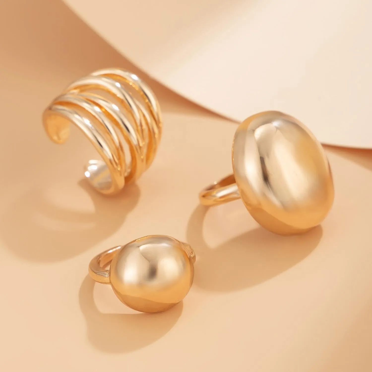 Gold Knuckle Rings Set for Women Chunky Rings for Women Adjustable Stackable Open Rings Vintage Non Tarnish Gold Rings Simple Twist Hollow Cute Rings Pack Jewelry Gift