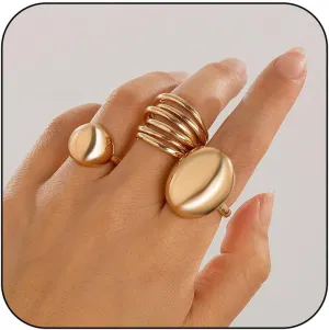 Gold Knuckle Rings Set for Women Chunky Rings for Women Adjustable Stackable Open Rings Vintage Non Tarnish Gold Rings Simple Twist Hollow Cute Rings Pack Jewelry Gift