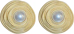 Gold Pearl Stud Earrings for Women Trendy, Hypoallergenic Statement Wedding Earrings for Her (17-Pearl Gold)
