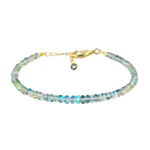 Gold Plated Opal Beads Bracelet, Natural Ethiopian Opal Gemstone, High Grade Crystals, Handmade Jewelry, October Birthstone, Fashionable Design, Adjustable Chain, Gift for Women, 8inch