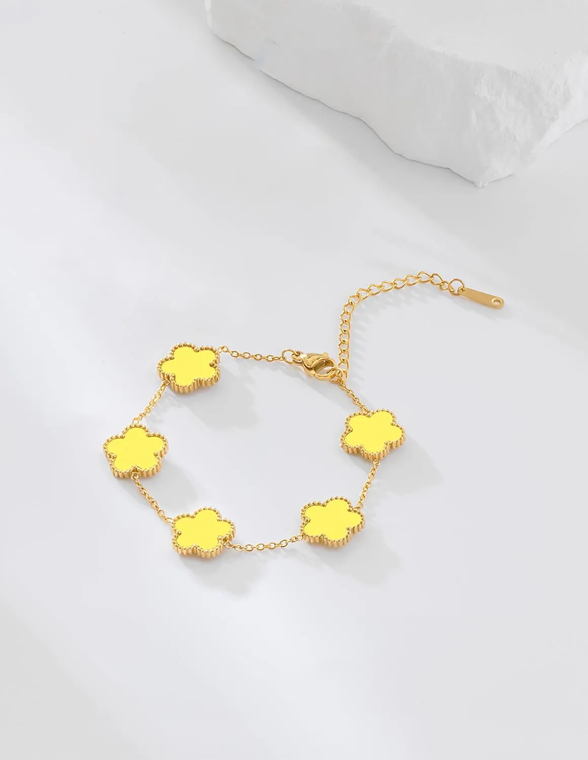 Gold Plated Stainless Steel Flower Bracelet Jewelry for Women