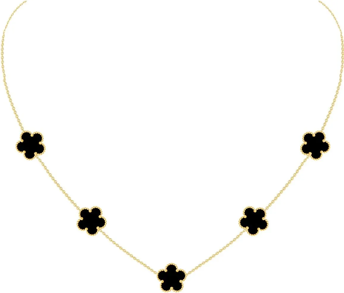 Gold Plated Stainless Steel Flower Necklace Jewelry for Women