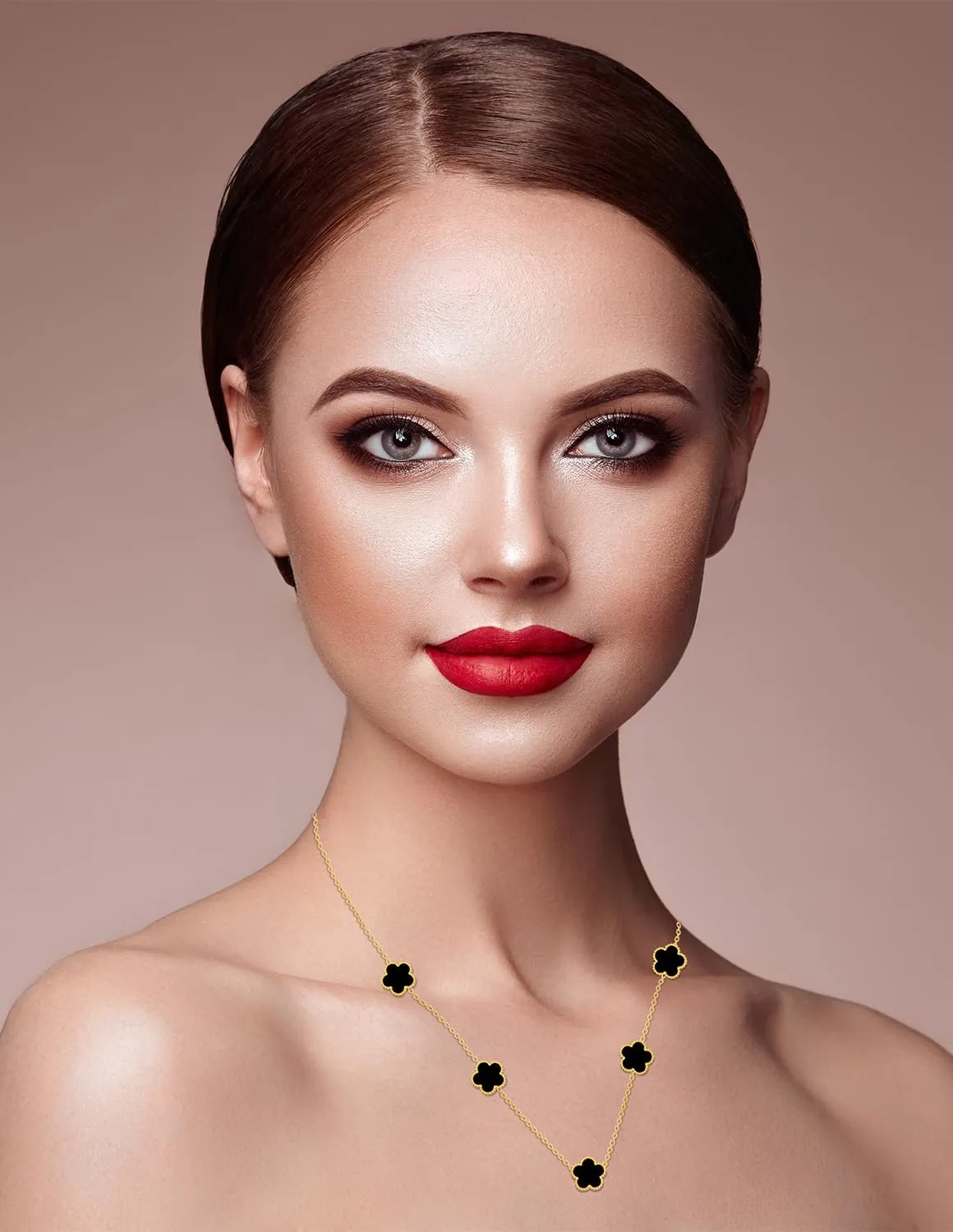 Gold Plated Stainless Steel Flower Necklace Jewelry for Women