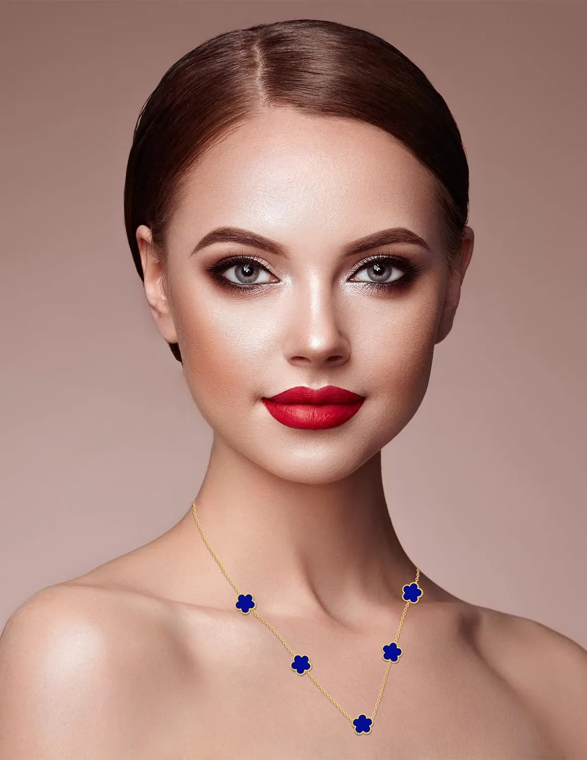 Gold Plated Stainless Steel Flower Necklace Jewelry for Women