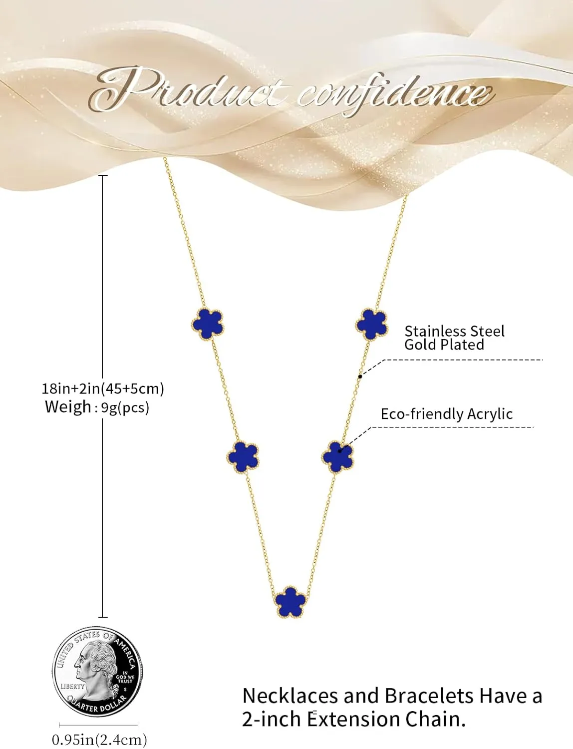 Gold Plated Stainless Steel Flower Necklace Jewelry for Women