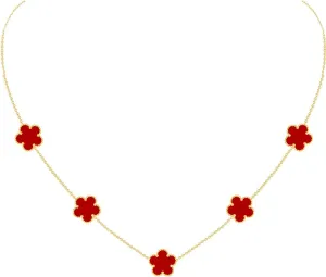 Gold Plated Stainless Steel Flower Necklace Jewelry for Women