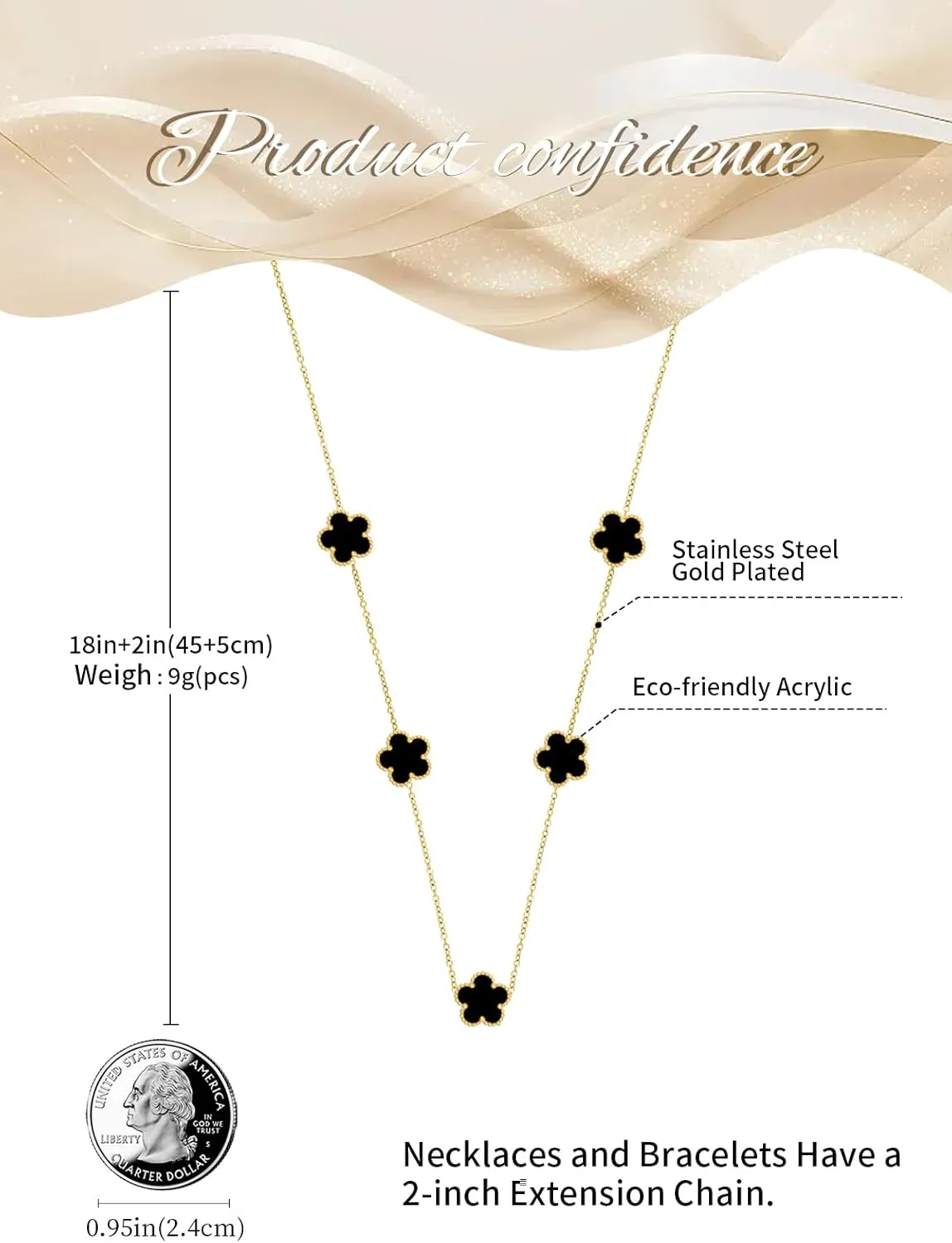 Gold Plated Stainless Steel Flower Necklace Jewelry for Women