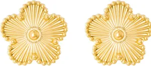Gold Plated Stainless Steel Four Leaf Clover Stud Earrings for Women