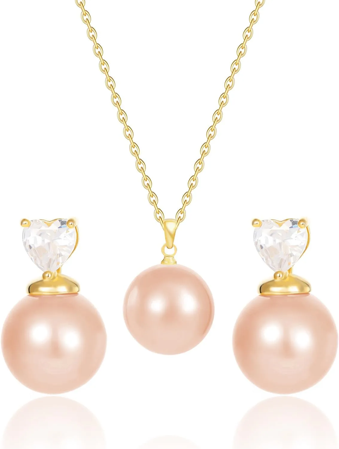 Gold Plated Stainless Steel Zircon Necklace And Earrings Jewelry for Women