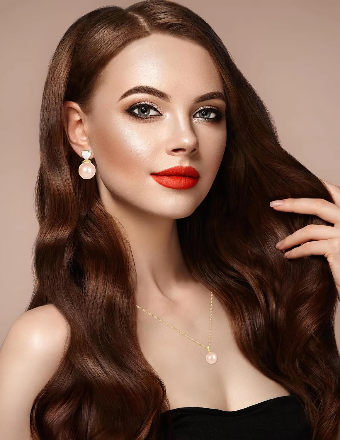 Gold Plated Stainless Steel Zircon Necklace And Earrings Jewelry for Women