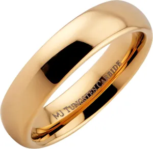 Gold Plated Tungsten Carbide Wedding Band Classic Half Dome. 2mm-10mm Widths Available. Some Rings Feature a Single Cubic Zirconia.