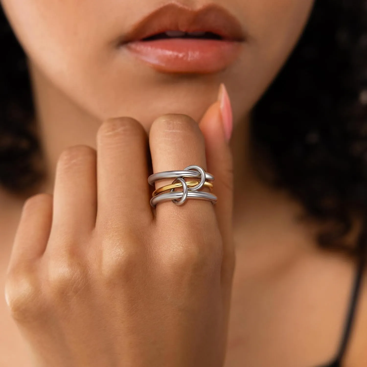 Gold Stackable Rings for Women, 14K Gold Plated Cubic Zirconia Rings, Silver Gold Multi Ring Mixed Metals Stackable Ring Set for Women Non Tarnish