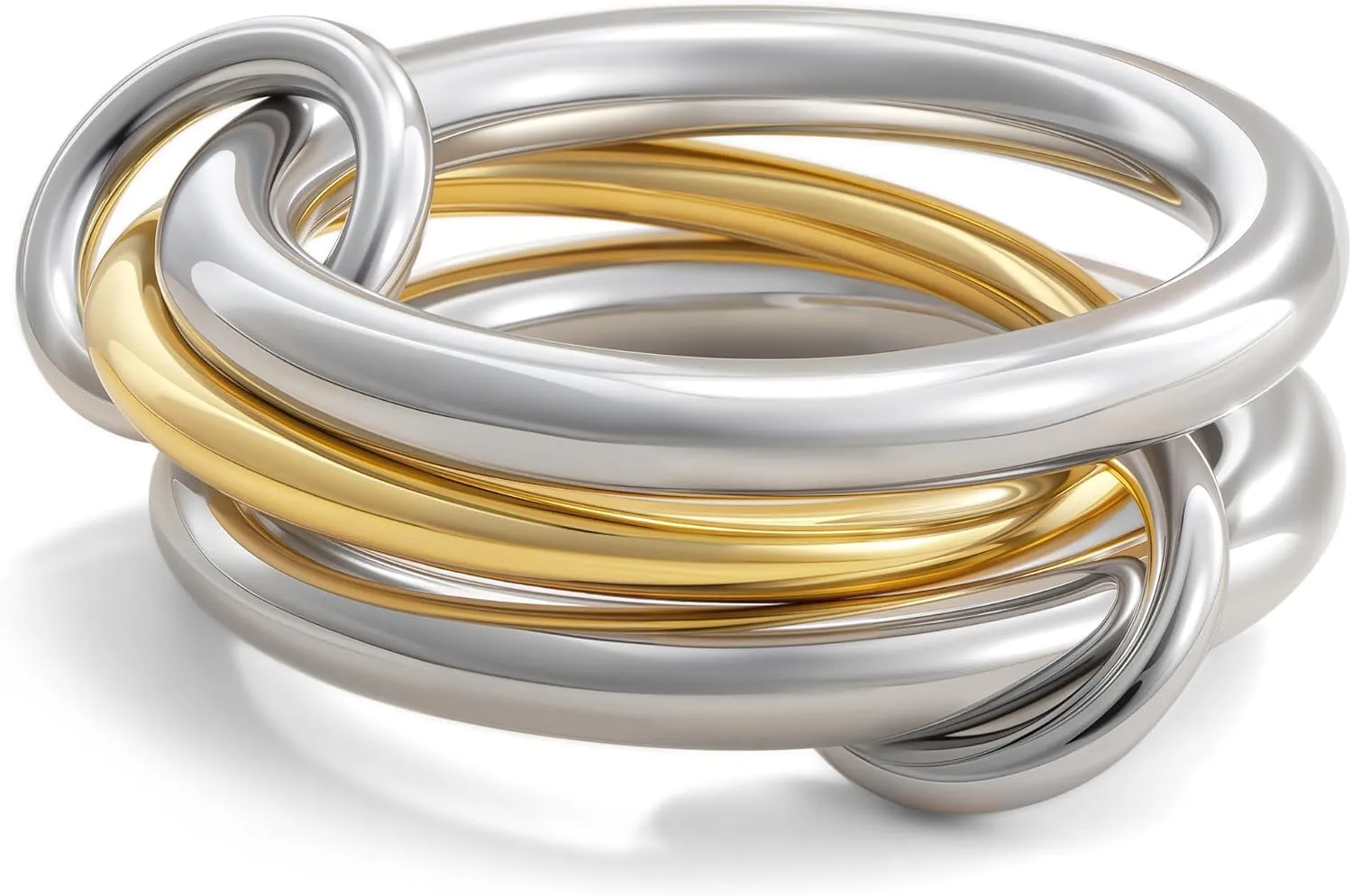 Gold Stackable Rings for Women, 14K Gold Plated Cubic Zirconia Rings, Silver Gold Multi Ring Mixed Metals Stackable Ring Set for Women Non Tarnish