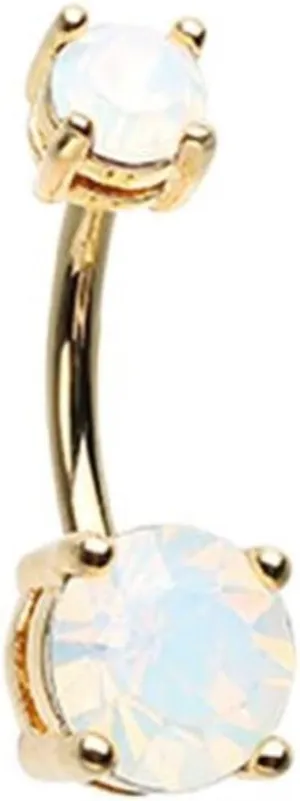 Golden Opalescent Brilliant Sparkle Gem Prong Set WildKlass Belly Button Ring