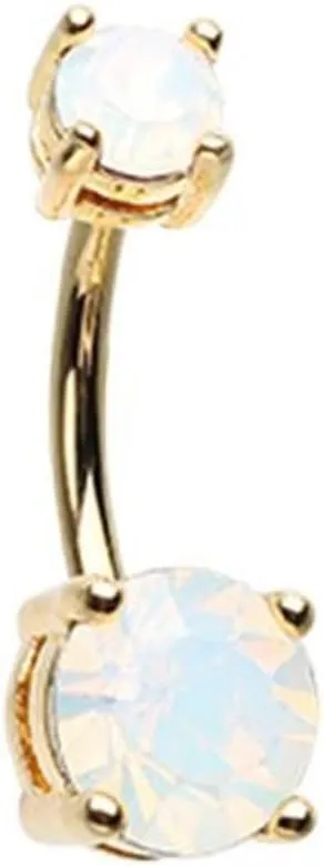 Golden Opalescent Brilliant Sparkle Gem Prong Set WildKlass Belly Button Ring