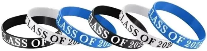 Grad Silicone Bracelets 6 Pcs Class of 2025 Graduation Celebrating Wristbands Rubber Bracelets for Men Women Graduation Souvenirs Party Jewelry