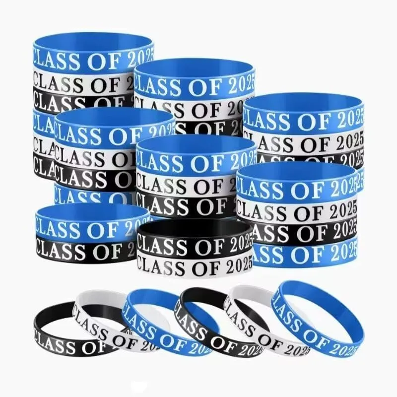 Grad Silicone Bracelets 6 Pcs Class of 2025 Graduation Celebrating Wristbands Rubber Bracelets for Men Women Graduation Souvenirs Party Jewelry