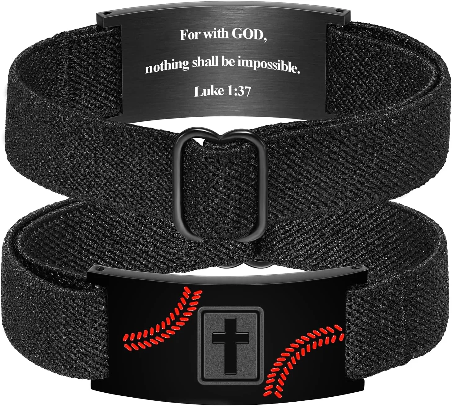 Graduation Gifts for Him Bracelets for Men Boys Baseball Cross Bracelet Elastic Strap Stainless Steel Adjustable Bible Verse Bracelets Baptism Christian Jewelry Graduation Gifts