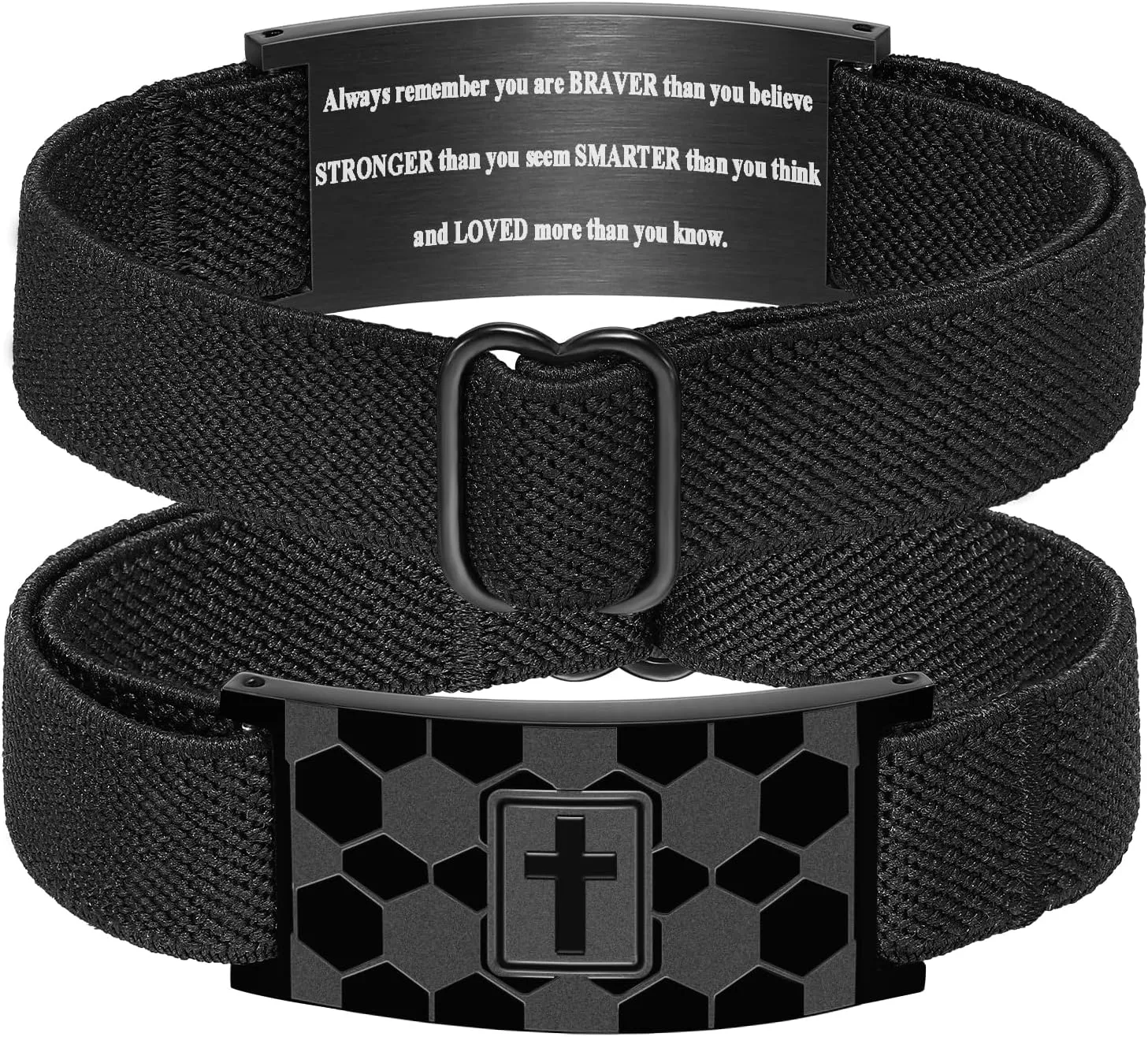 Graduation Gifts for Him Bracelets for Men Boys Soccer Cross Bracelet Elastic Strap Stainless Steel Adjustable Bible Verse Bracelets Baptism Christian Jewelry Graduation Gifts