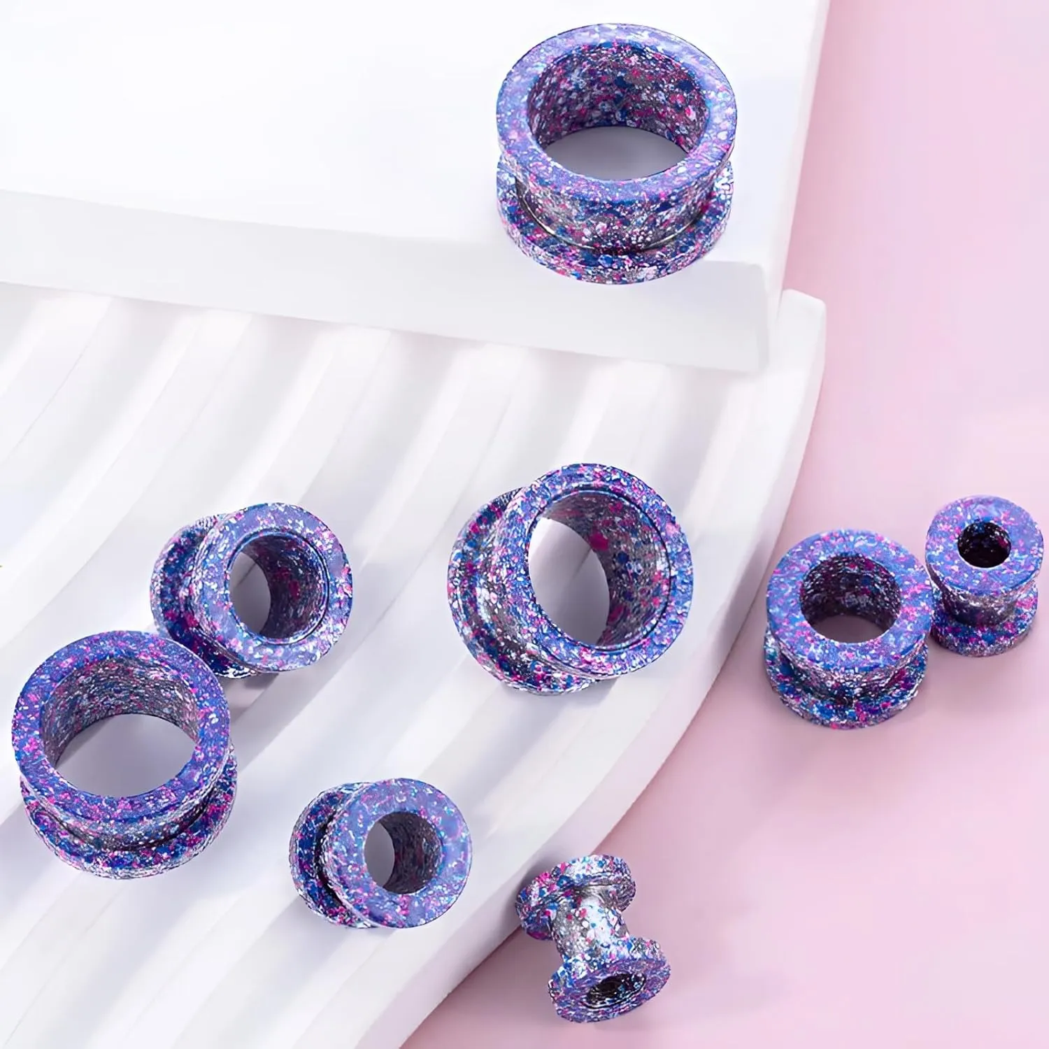 Green 6mm2G Double Flared Tunnel Plug Earrings, Painted Colorful Dot Outer Teeth Hollow Pulley,Sold As a Pair,Ear Expander Fashionable Unisex Piercing Ear Expander Earrings