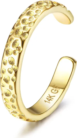 HAIAISO 14k Gold Filled Toe Rings for Women Stylish Hammered Open Adjustable 2-3mm Toe Rings Summer Beach Foot Jewelry