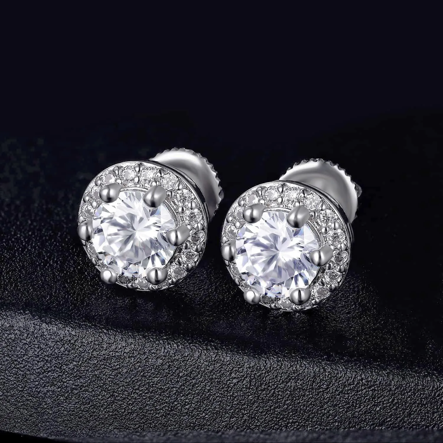Halo Cubic Zirconia Stud Earrings for Women Men 14K Gold Plated Hypoallergenic Brilliant Round Square Heart CZ Stud Earrings for Sensitive Ears