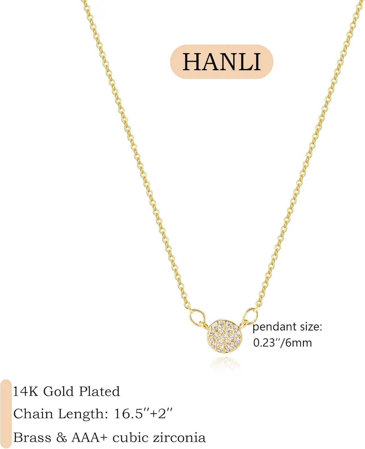 HANLI Necklaces for Women - 14K Gold/White Gold Plated for Everyday Wear | Dainty and Elegant Diamond Jewelry