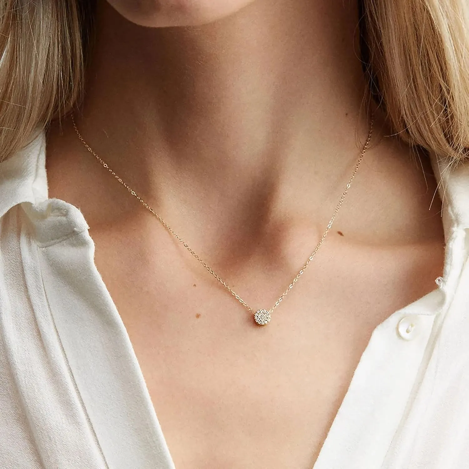HANLI Necklaces for Women - 14K Gold/White Gold Plated for Everyday Wear | Dainty and Elegant Diamond Jewelry