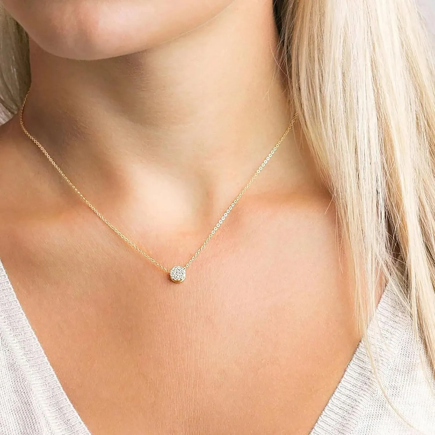 HANLI Necklaces for Women - 14K Gold/White Gold Plated for Everyday Wear | Dainty and Elegant Diamond Jewelry