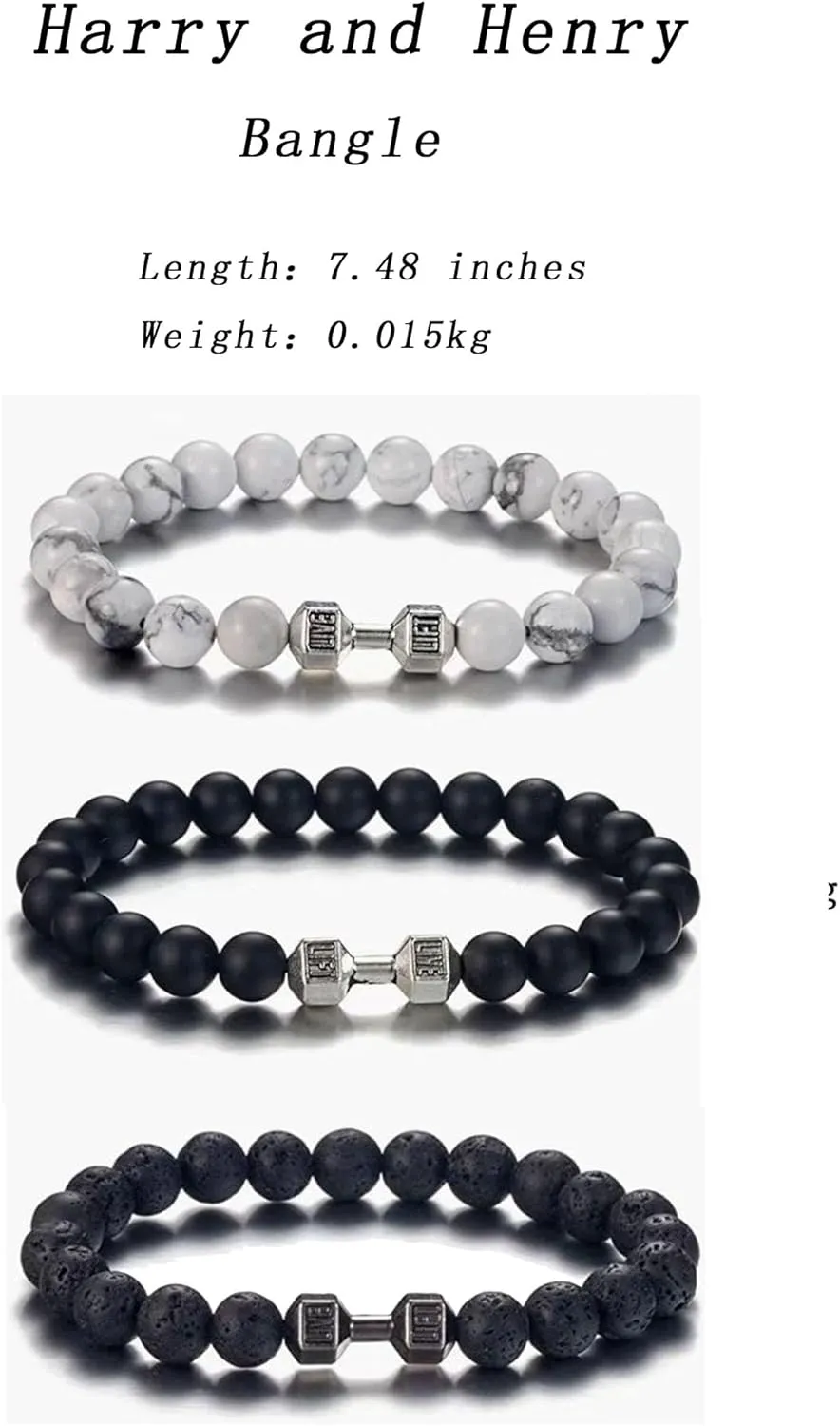 Harry and Henry 2/3PCS Weighted Bracelet for Men Dumbbell Bracelet for Men Mens Heavy Bracelets Mens Beaded Bracelets Gym Jewelry Gifts