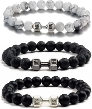 Harry and Henry 2/3PCS Weighted Bracelet for Men Dumbbell Bracelet for Men Mens Heavy Bracelets Mens Beaded Bracelets Gym Jewelry Gifts