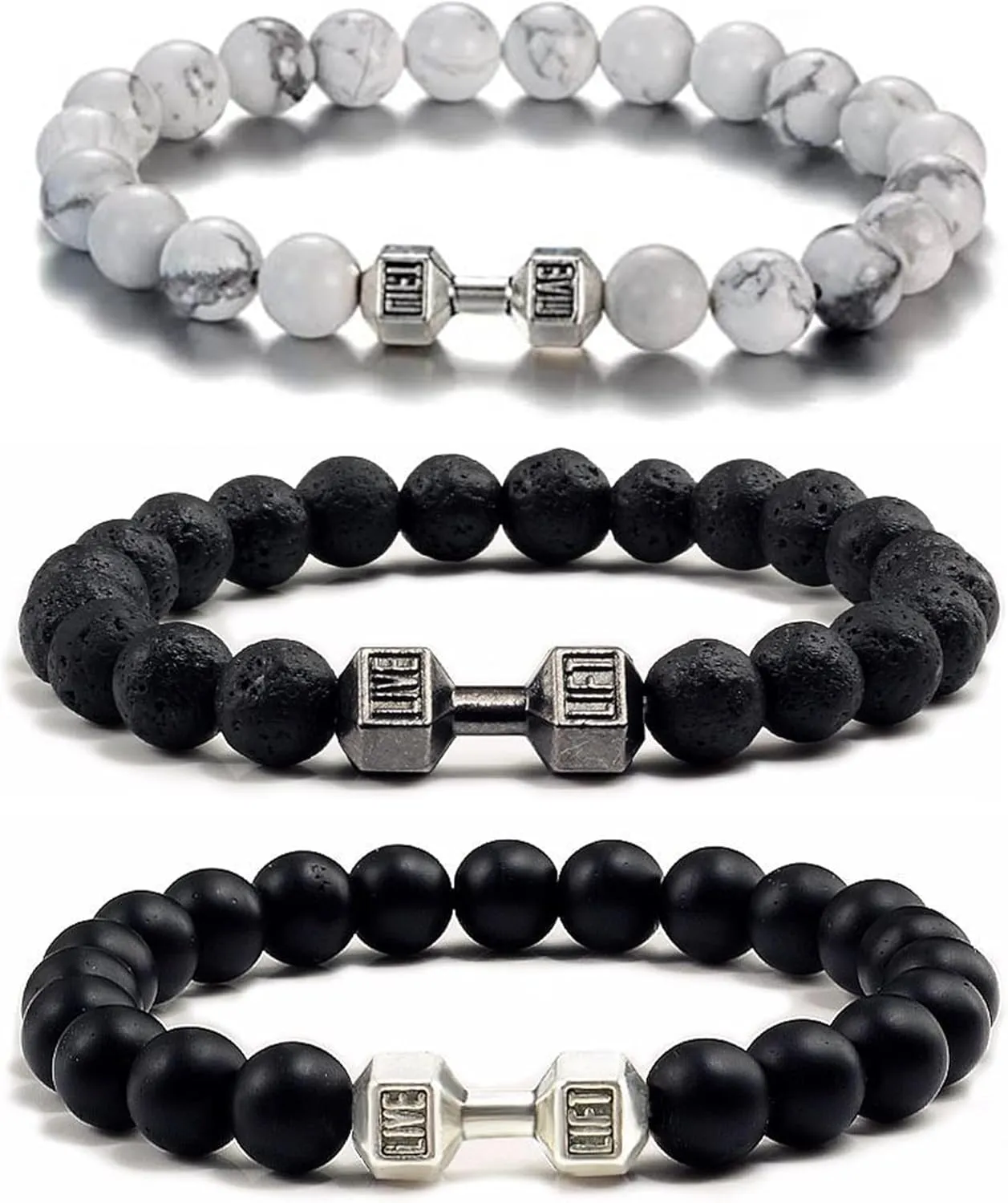 Harry and Henry 2/3PCS Weighted Bracelet for Men Dumbbell Bracelet for Men Mens Heavy Bracelets Mens Beaded Bracelets Gym Jewelry Gifts