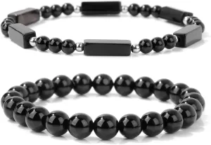 Healing Beaded Bracelets for Women Men 2Pcs Healing Crystal Stretch Bracelet Natural Stone Bracelet Beads Gemstone Bracelet for Men Women