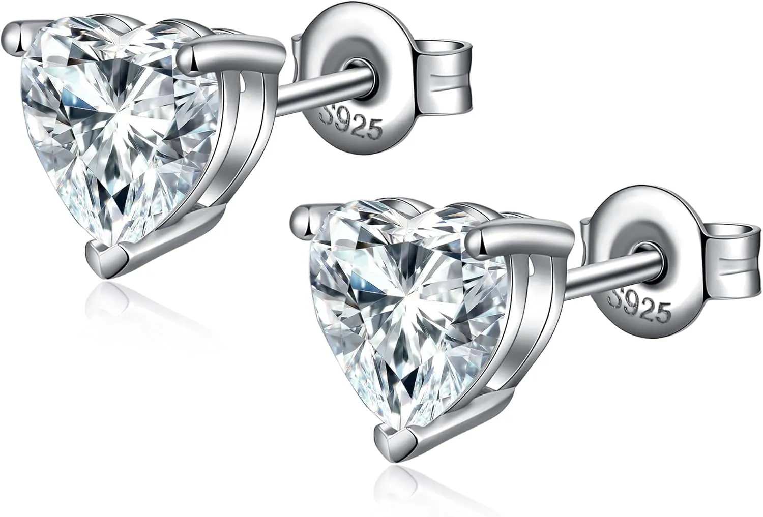 Heart Cut Brilliant Lab Simulation Diamond Stud Earrings Sterling Silver 925 AAAAA Cubic Zirconia Stud Earrings Hypoallergenic