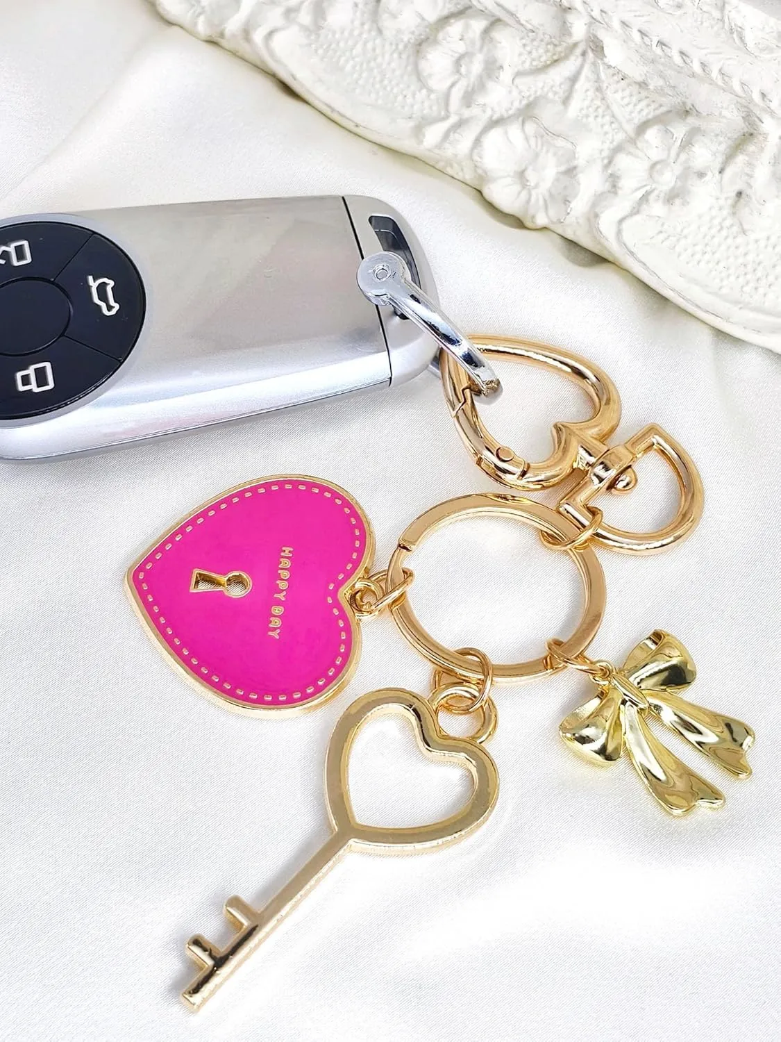 Heart Shaped Keychain, Cute Keychain for Women, Aesthetic Keychain, Funny Key Rings for Car Keys