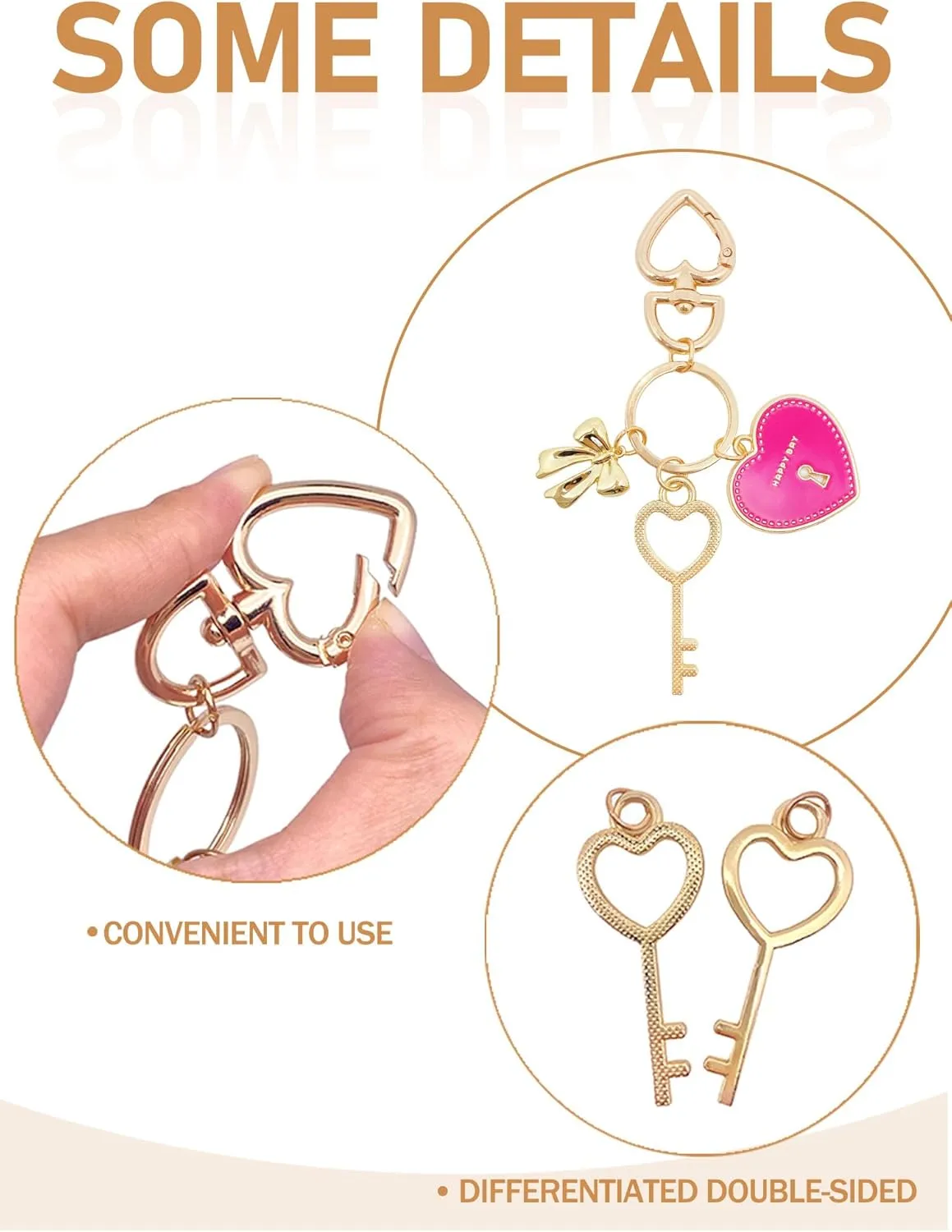 Heart Shaped Keychain, Cute Keychain for Women, Aesthetic Keychain, Funny Key Rings for Car Keys