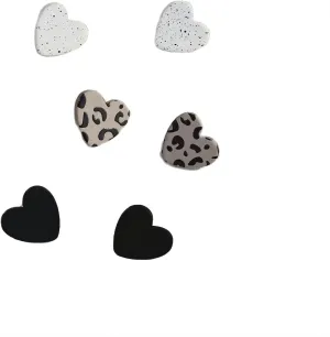 Heart Stud Earrings Set for Women Trendy Acrylic Love Statement Leopard Print Heart Earrings Set Cute Handmade Multi-color Love Stud Earrings for Women Girlfriend Mum Wife Jewelry Gifts
