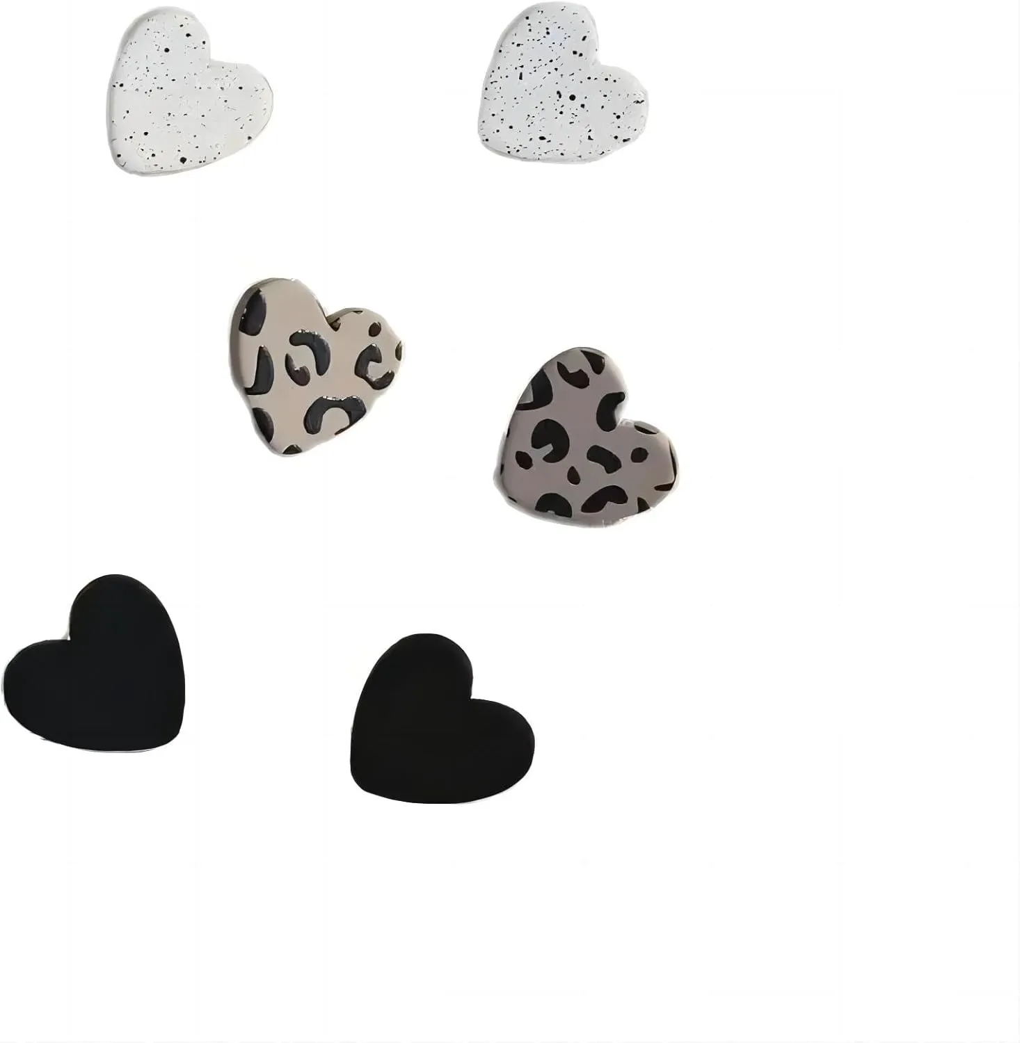 Heart Stud Earrings Set for Women Trendy Acrylic Love Statement Leopard Print Heart Earrings Set Cute Handmade Multi-color Love Stud Earrings for Women Girlfriend Mum Wife Jewelry Gifts