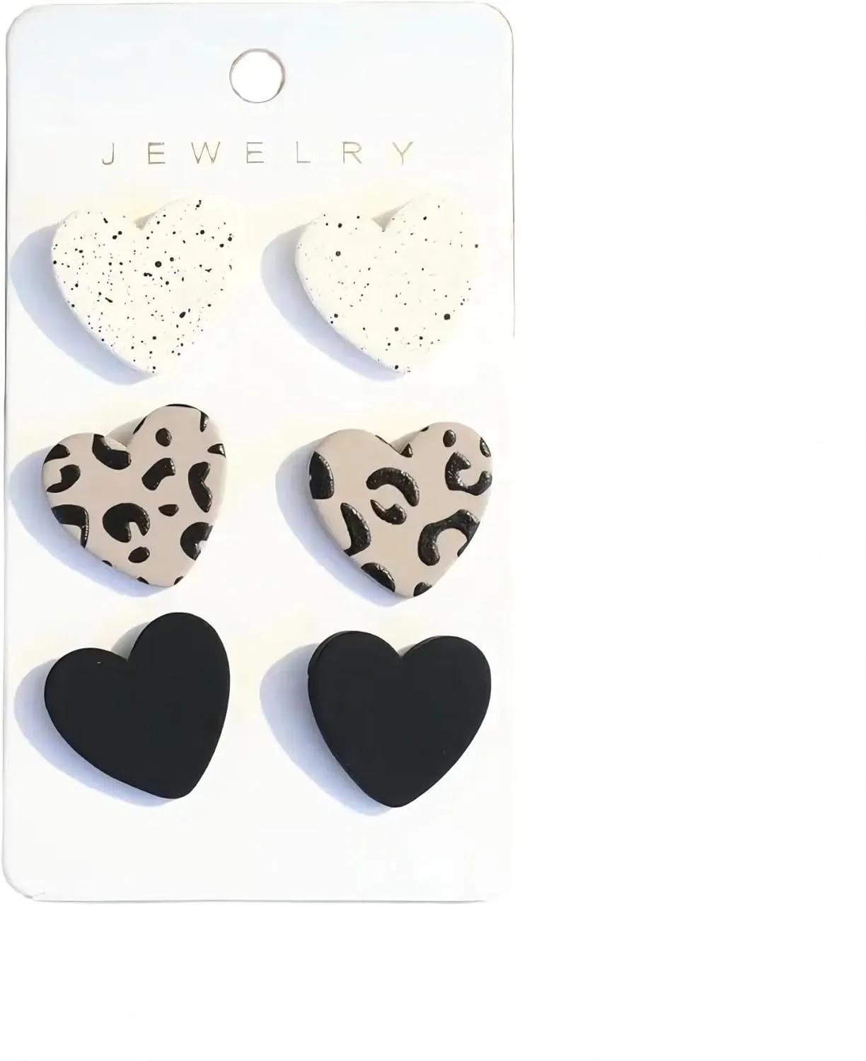 Heart Stud Earrings Set for Women Trendy Acrylic Love Statement Leopard Print Heart Earrings Set Cute Handmade Multi-color Love Stud Earrings for Women Girlfriend Mum Wife Jewelry Gifts