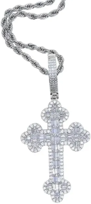 Hip Hop Cross Pendant Necklace for Men Gold Plated Silver Iced Out Bling 5A Cubic Zirconia Classic Rock Jewelry